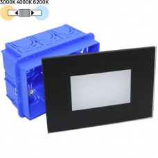 Φωτιστικό Χωνευτό Ορθογώνιο LED 4W 230V CCT Γυάλινο IP66 Μαύρο 3-90051